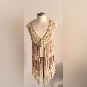 Jessica Taylor Bohemian Beige Crochet Tunic